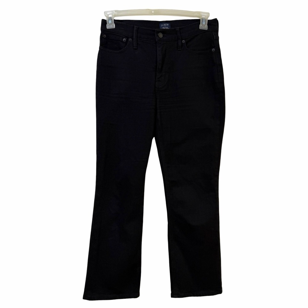 J Crew Womens Mid Rise Flare Cropped Jeans Size 27 Black Dark Denim Stretch